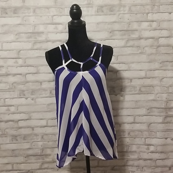 Charlotte Russe Striped Strappy Tank Top - Picture 1 of 4